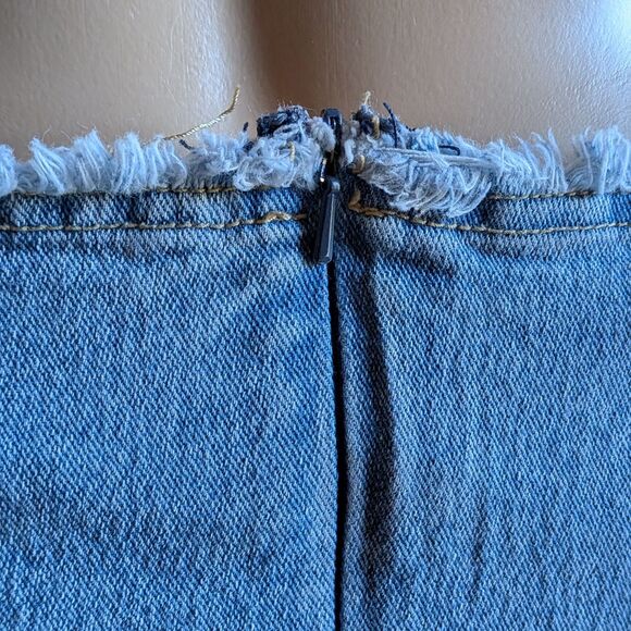Vintage Y2K Lazer Jeans Micro Mini Skirt Denim Leather Lace Up Low Rise Size 3 - Picture 12 of 12